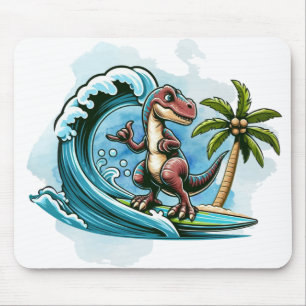 Tapis De Souris Dinosaure tropical du surf
