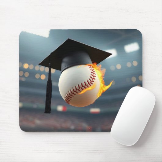 Tapis De Souris Diplômé De Baseball Avec Flames (Avec souris)