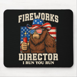 Tapis De Souris Directeur de feu d'artifice drôle Bigfoot 4 juille
