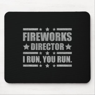 Tapis De Souris Directeur drôle de feu d'artifice du 4 juillet Je