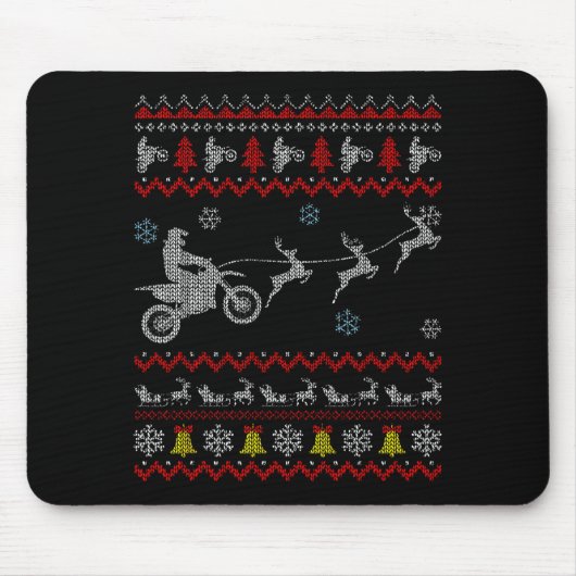 Tapis De Souris Dirt Bike Motorcycle Pajama Ugly Christmas Biker (Devant)