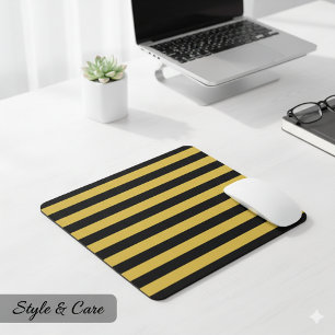 Tapis De Souris Disposition de rayure dorée métallique noire conte