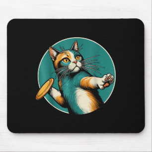 Tapis De Souris Disque Golfer Cat Disque Golf Player Funny Hallowe
