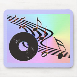 Tapis De Souris Disque vinyle et notes Mousepad