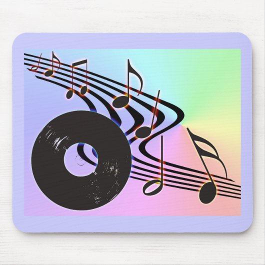 Tapis De Souris Disque vinyle et notes Mousepad (Devant)