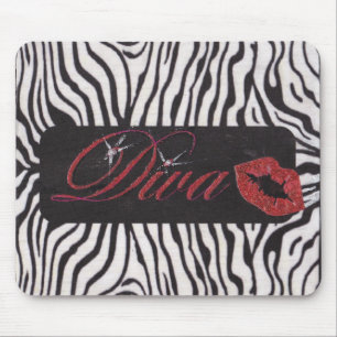 Tapis De Souris Diva avec la copie noire et blanche Mousepad de