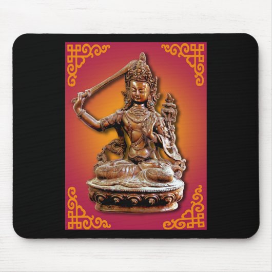 Tapis De Souris Divinité bouddhiste fleurie antique Manjushri (Devant)