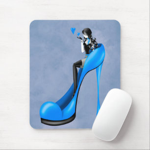 Tapis De Souris Divinité de la mode en escarpin bleu