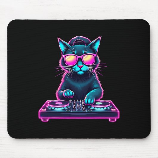 Tapis De Souris Dj House Chat Rainbow Dj Chat Kitty (Devant)