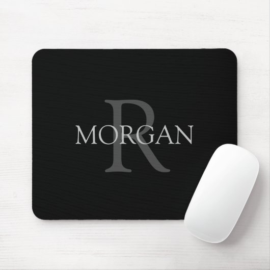 Tapis De Souris do-it-yourself Monogramme & Nom, Noir classique av (Avec souris)