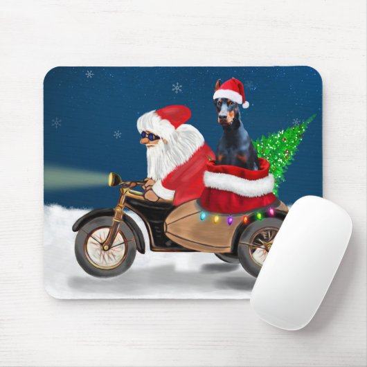 Tapis De Souris Doberman Chien Noël Père Noël (Avec souris)