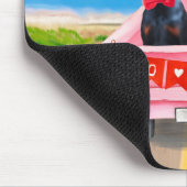 Tapis De Souris Doberman Chien Saint-Valentin Coeurs de camion (Coin)