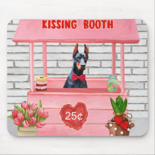 Tapis De Souris Doberman Chien Valentine's Day Kissing Booth