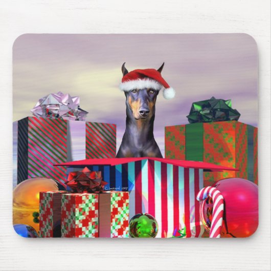Tapis De Souris Doberman Christmas Surprise (Devant)