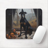 Tapis De Souris Doberman Citrouille Halloween effroi (Avec souris)
