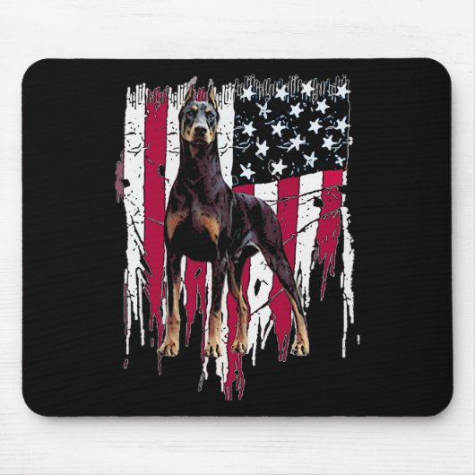 Tapis De Souris Doberman Pinscher American Flag Usa Awesome  (Devant)