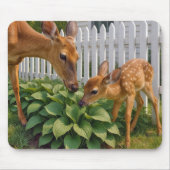 Tapis De Souris Doe et Fawn manger Hosta (Devant)