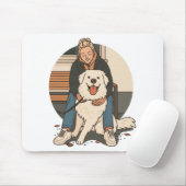 Tapis De Souris Dog Mom Hugging Fluffy Puppy Cute Pet Moment (Avec souris)