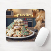 Tapis De Souris Dog Sniffing Christmas Sugar Cookies (Avec souris)