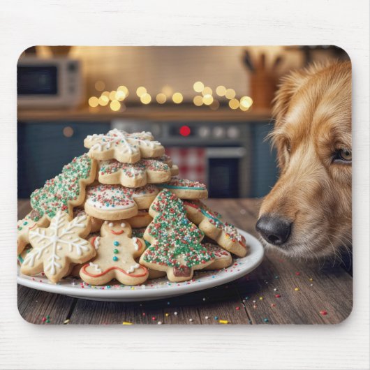 Tapis De Souris Dog Sniffing Christmas Sugar Cookies (Devant)