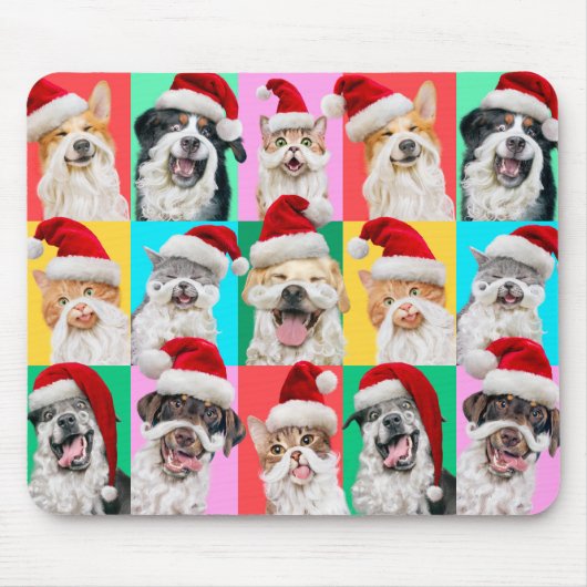 Tapis De Souris Dogs and Cats with Santa Beard (Devant)