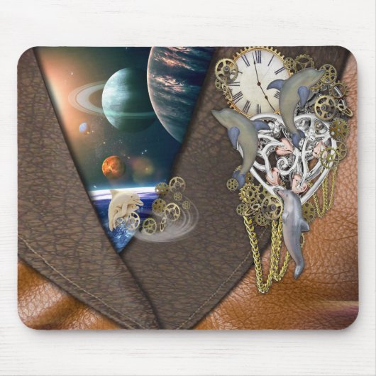 Tapis De Souris Dolphin time on leather (Devant)