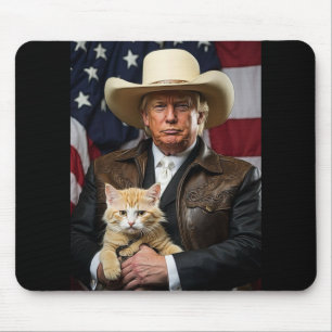 Tapis De Souris Donald Trump Chemise de chat Cowboy Drapeau améric