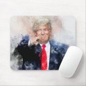 Tapis De Souris Donald Trump pointant le portrait aquarelle (Avec souris)