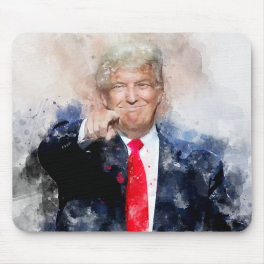 Tapis De Souris Donald Trump pointant le portrait aquarelle (Devant)