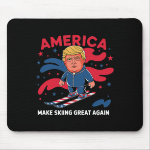 Tapis De Souris Donald Trump Skiing America - Faites du ski un gra
