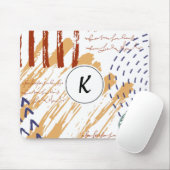 Tapis De Souris Doodle Abstrait Monogram Terracotta (Avec souris)