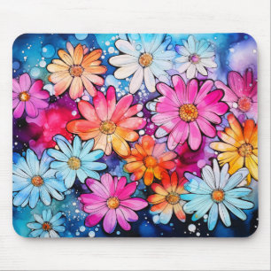 Tapis De Souris Doodle de fleurs coloré mignon