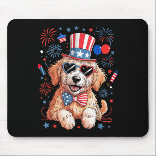 Tapis De Souris Doodle doré patriotique drapeau américain 4 juille
