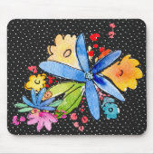 Tapis De Souris Doodle Flowers Sur Polka Dot Mouse Pad (Devant)