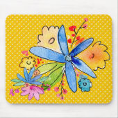 Tapis De Souris Doodle Flowers Sur Polka Dot Mouse Pad (Devant)