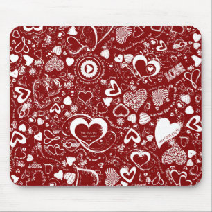 Tapis De Souris Doodles d'amour du coeur Rouge SOURIS PAD