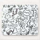 Tapis De Souris Doodles Whimsical Black & White (Devant)