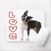 Tapis de souris d'ordinateur Chien chiot Boston Te (Avec souris)