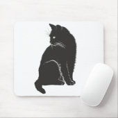 Tapis de souris d'ordinateur de chat noir IL (Avec souris)