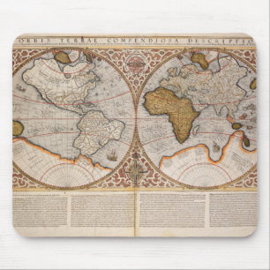 Tapis De Souris Double carte du monde d'hémisphère, 1587