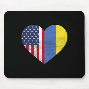 Tapis De Souris Double Citoyenneté Usa Ukraine Cœur Américain Ukra