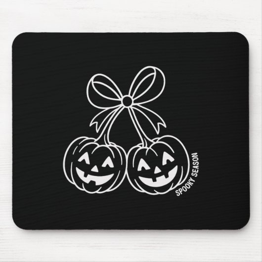 Tapis De Souris Double Citrouille Cute Jack-o'-lantern Face Bow Ha (Devant)