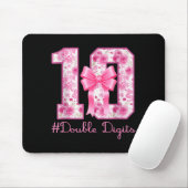 Tapis De Souris Double Digits 10th Birthday Girl Nk Coquette Bow 1 (Avec souris)