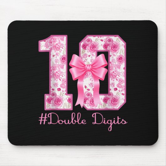 Tapis De Souris Double Digits 10th Birthday Girl Nk Coquette Bow 1 (Devant)