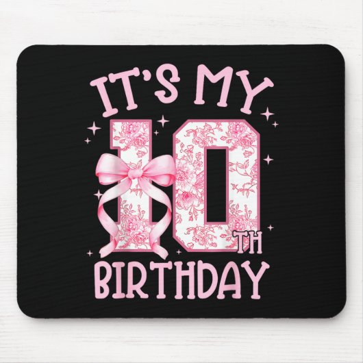 Tapis De Souris Double Digits Birthday Girl 10th Birthday Coquette (Devant)