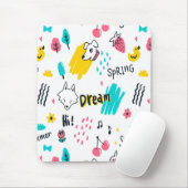 Tapis De Souris Douce main colorée dessinée (Avec souris)