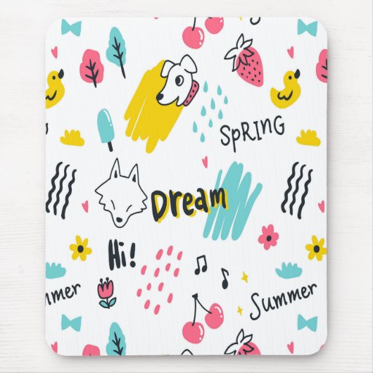 Tapis De Souris Douce main colorée dessinée (Devant)