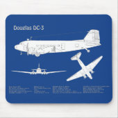 Tapis De Souris Douglas DC-3 - Plan de dessin du plan directeur de (Devant)