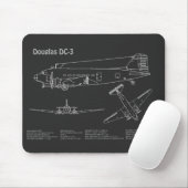 Tapis De Souris Douglas DC-3 - Plans de dessin du plan directeur d (Avec souris)