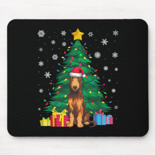 Tapis De Souris Doux moche Xmas Tree Lights Irish Wolfhound Chien
